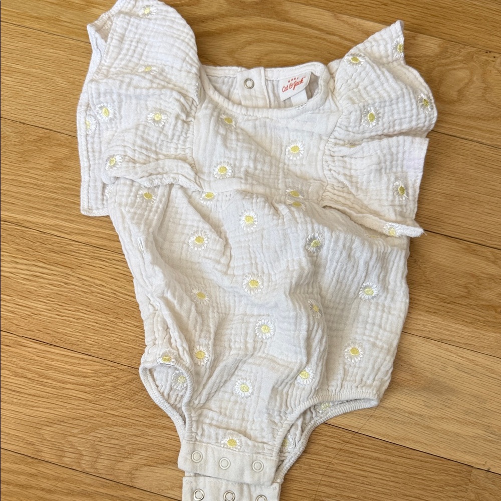 Cat & Jack White Baby Onesie with Yellow Flowers